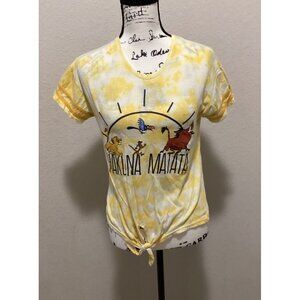 Disney Hakuna Matata Women’s Tie-Dye Graphic Tee W/Front Tie Knot Size S